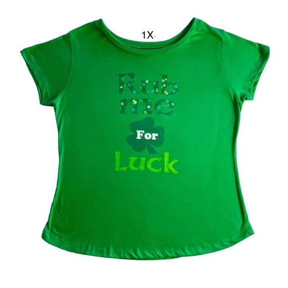 ANA CABANA 1X IRISH “RUB ME FOR LUCK” Short Sleeve T-Shirt - Picture 1 of 5